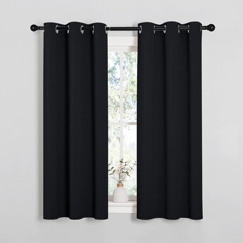 NICETOWN Blackout Curtains - Thermal Insulated Grommet Drapes for Autumn/Winter | Set of 2, 34"x54", Black