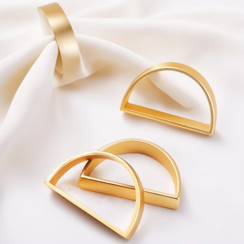 FCDECOR Set of 100 Napkin Rings Metal Gold Semicircle Napkin Ring, Napkin Rings Bulk Dinner Banquet Serviette Decor, Dining Table Setting for Thanksgiving Christmas Halloween Holiday Wedding Party