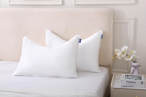 CUSHYZ Cooling Pillow Covers for Curved Pillows – 2-Pack 28x20 Pearl White Moon-Shaped Zippered Pillowcases, 100% Rayon Derived from Bamboo, Ultra-Soft, Silky, Breathable, & Wrinkle‑Resistant