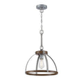 Westinghouse 6127500 Oak Lane Vintage-Style One Light Indoor Pendant/Semi-Flush Mount Ceiling Fixture, Barnwood Finish with Galvanized Steel Accents