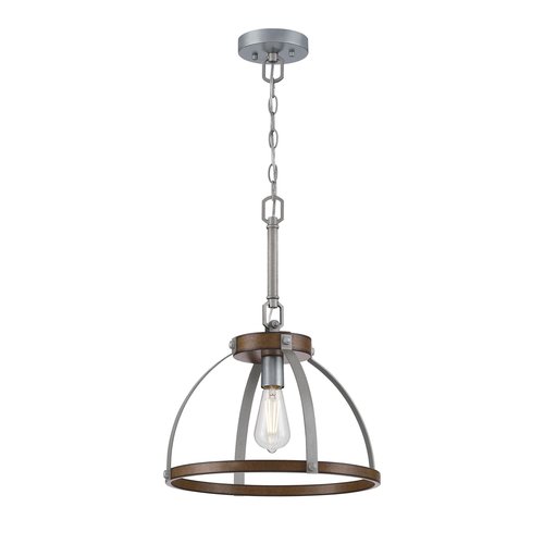 Westinghouse 6127500 Oak Lane Vintage-Style One Light Indoor Pendant/Semi-Flush Mount Ceiling Fixture, Barnwood Finish with Galvanized Steel Accents