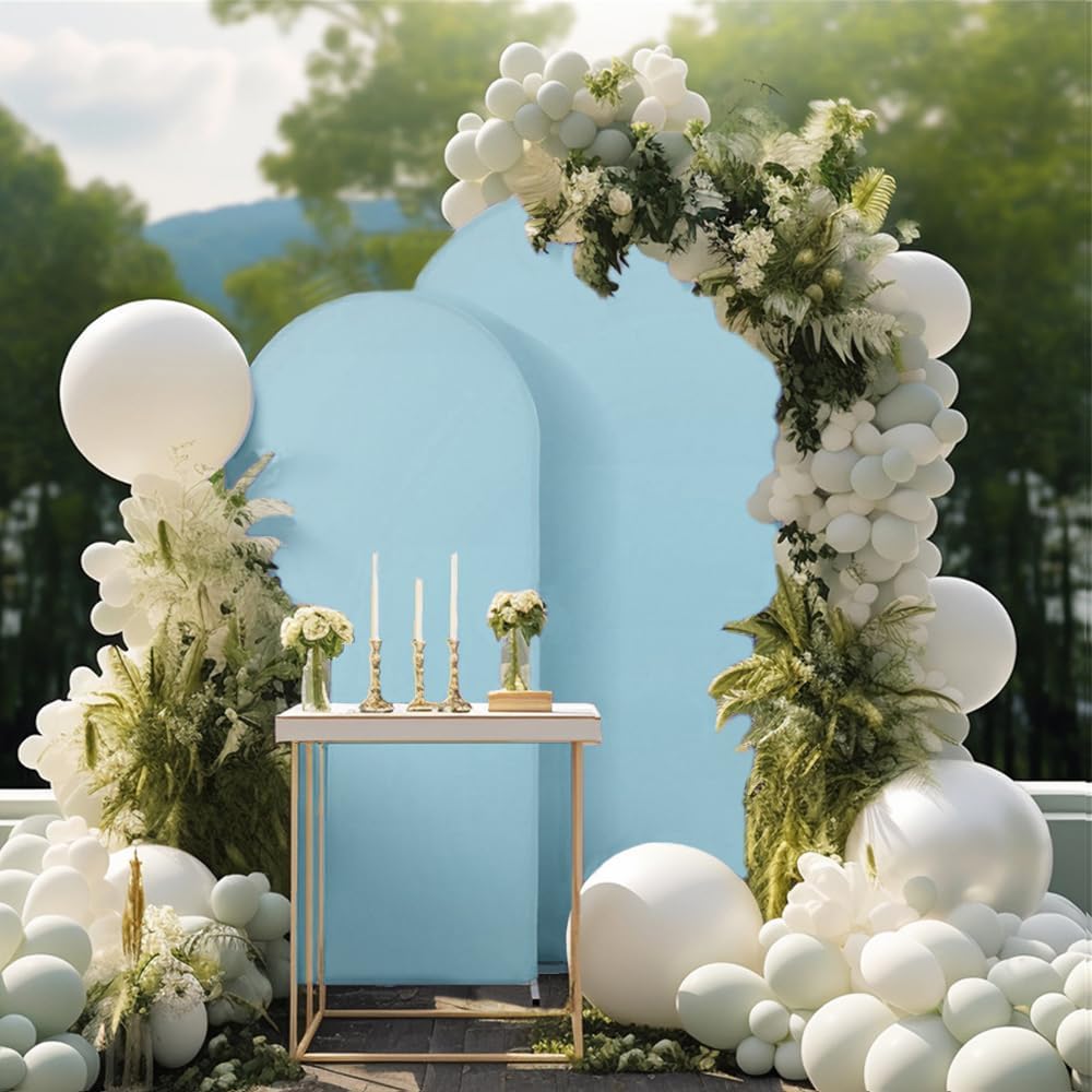 Skiennix 7.2 FT Light Blue Arch Backdrop Cover - Fitted Spandex for Weddings, Baby Showers & Events