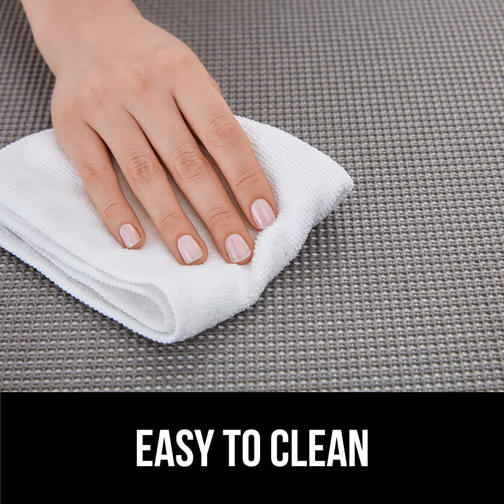 GORILLA GRIP powerGRIP Drawer Shelf and Cabinet Liner, Thick Strong Hold, Non-Adhesive Liners Protect Kitchen Cabinets and Cupboard, Bathroom Drawers, Easy Install, Breathable Mat, 12" x10', Black