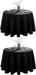 VidaFete 90-Inch Round Tablecloth - Stain Resistant & Wrinkle-Free Polyester for Dining & Events | Black