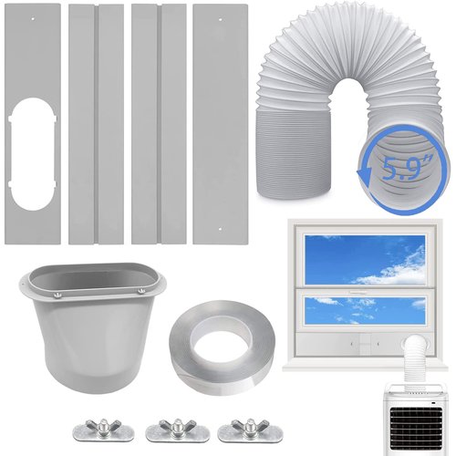 Coolaihan Portable Air Conditioner Vent Kit with 5.9" Exhaust Hose Universal Seal for AC Unit, Window Kit with Coupler for Sliding Horizontal or Vertical Windows