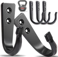 WODEGIFT Heavy Duty Wall Hooks - 5 Large Size Coat Hooks for Pans, Backpacks & Garage Items | Black