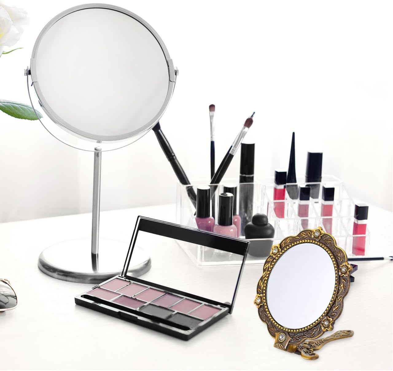Uonlytech Vintage Hand Mirror - Antique Handheld Makeup Mirror with Handle for Easy Use