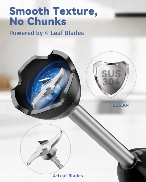 LINKChef 7-in-1 Immersion Blender - 800W Hand Blender with 20 Speeds, Turbo & Accessories for Smoothies, Soups, Baby Food