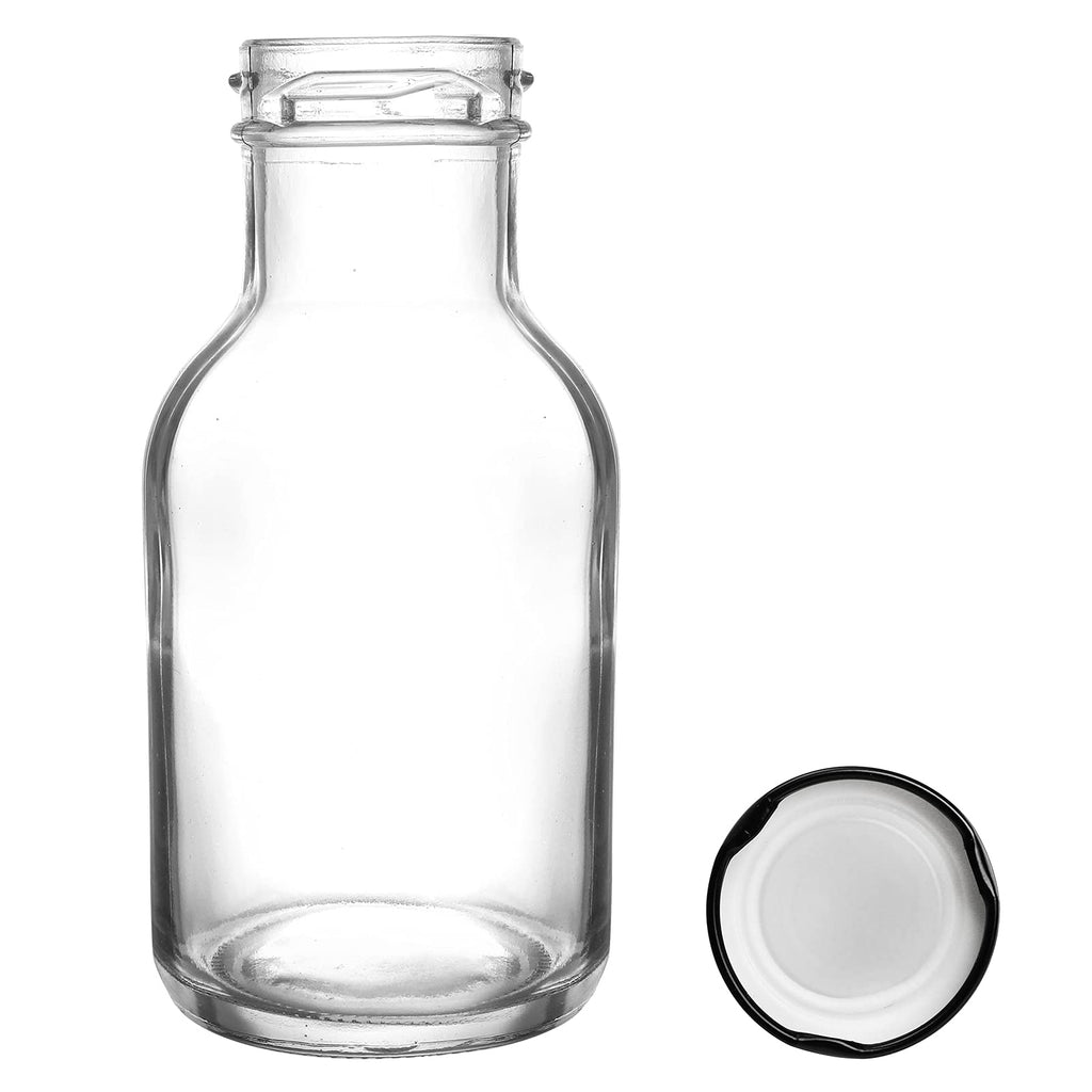 Kingrol 16 Pack 8 oz Hot Sauce Bottles with Leak Proof Screw Caps, Wide Mouth Glass Bottles with Lids for Milk, Beverages, Oil, Salad Dressing