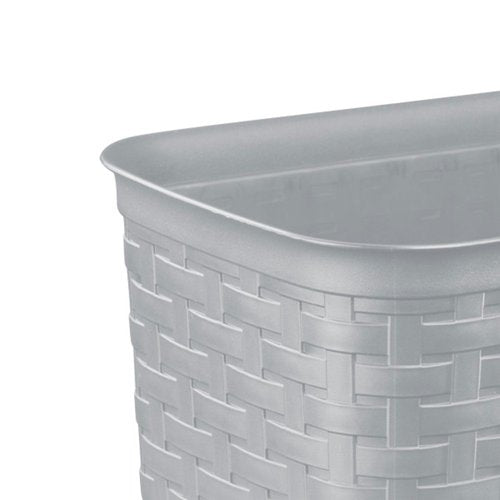 Sterilite 3.4 Gallon Weave Wastebasket, Small, Decorative Trash Can for the Bathroom, Bedroom, Dorm Room, or Office, Gray, 6-Pack