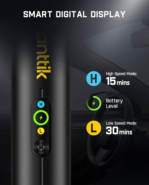 Fanttik Slim V10 APEX Cordless Car Vacuum - 4-in-1 Portable Mini Handheld Vac with 19kPa Suction Power | Smart Digital Display & 2 Suction Modes (Black)