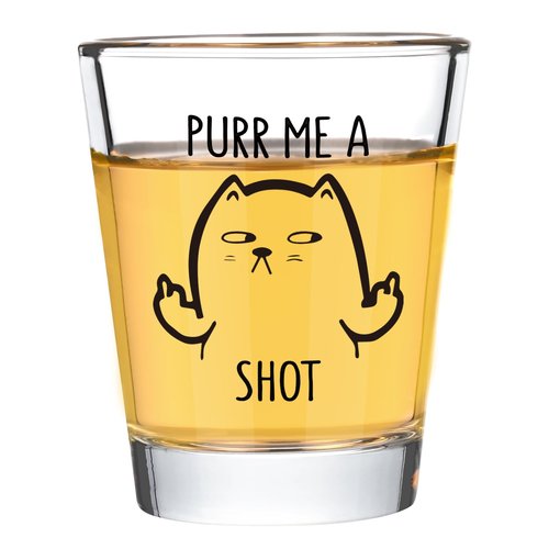 Futtumy Purr Me a Shot Glass, 2 OZ Cat Shot Glass, Funny Cat Gifts for Cats Lovers Men Women Cowoker Family Friend, Unique Present Idea Pet Lover BirthdayChristmas Gifts