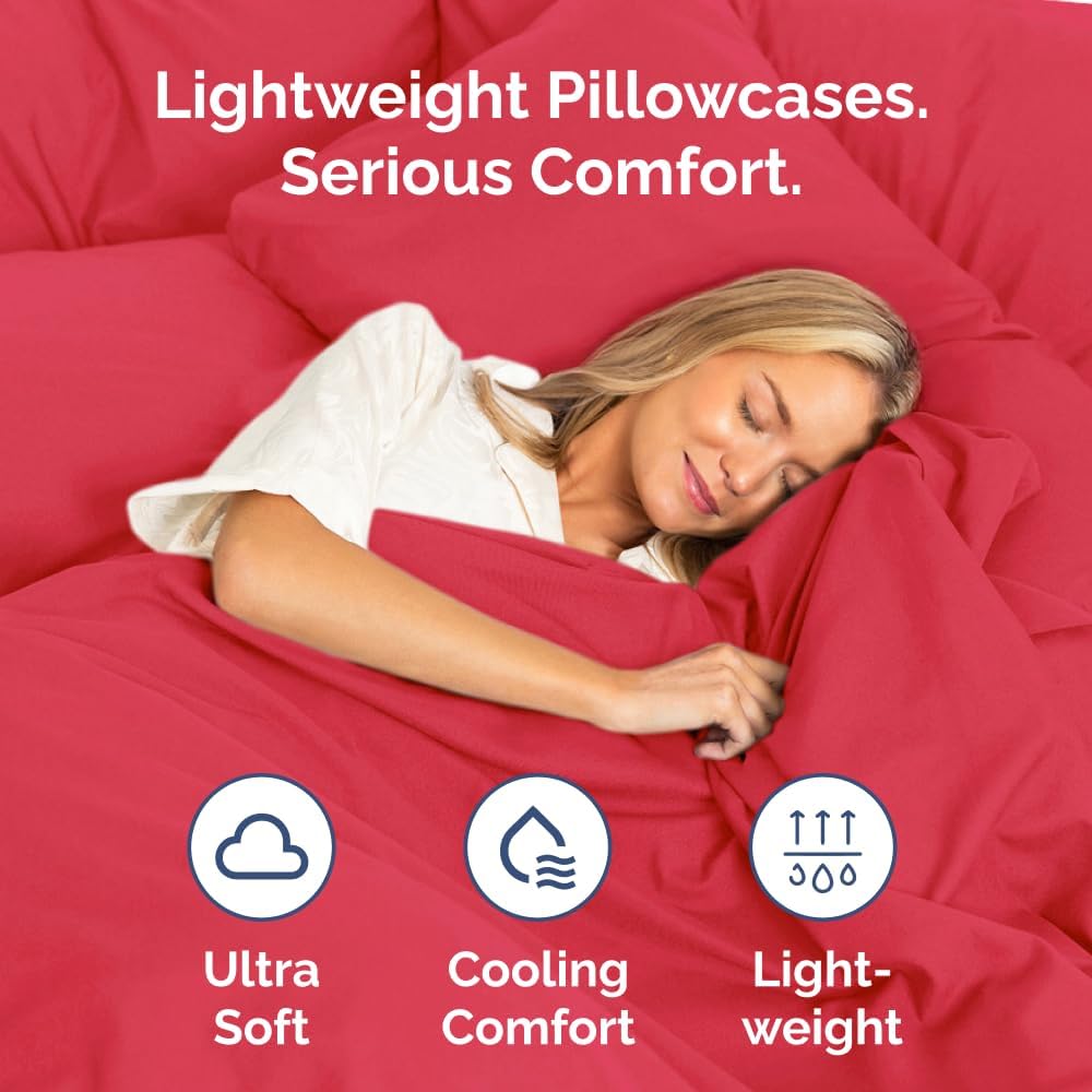 CGK Unlimited King Size Microfiber Pillowcase Set - Soft & Durable | 4 Pieces in Red