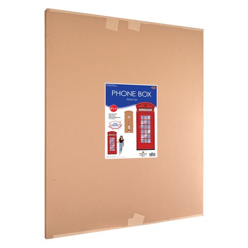 Beistle 6' 6" x 28.5" Corrugated Cardboard Life Size Red Phone Booth Stand-Up With Easel For London Theme British Party Photo Prop
