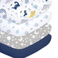 Plushii Crib Sheets - Extra Soft Microfiber Set for Baby Boys | 4 Pack, 28"x52", Dinosaur & Elephant Designs