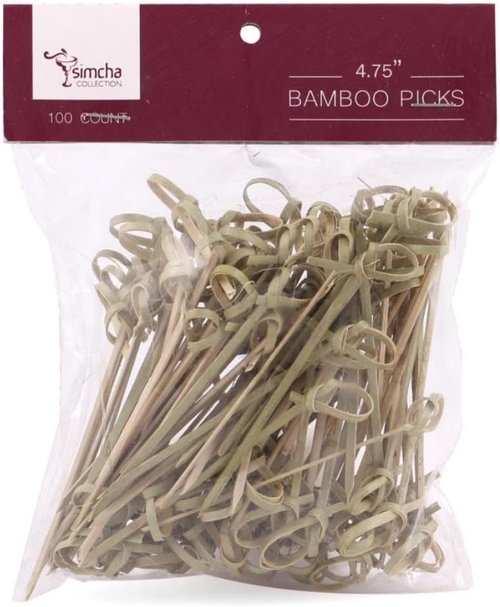Bamboo Wooden Cocktail Picks - 4.7 Inch Skewers for Appetizers & Drinks | 100 Count