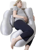 Skiennix Pregnancy Pillow - H-Shaped Full Body Support with Adjustable Cooling Cover | Grey