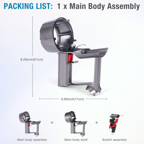 V11 SV14 Main Body Assembly Housing Replacement Part 970142-01 Compatible with Dyson V11 SV14 Vacuum Cleaner Main Body Assembly, V11 Animal, V11 Torque Drive Main Body Screws Service Assembly