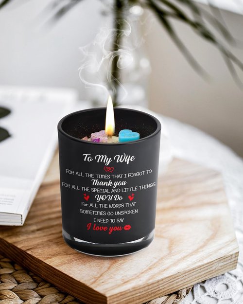 BeauGift Valentines Day Gifts for Her Wife, Birthday Anniversary Candle Gift for Women from Husband, Best Wife Ever Gifts with Healing Crystal Romantic I Love You Presents
