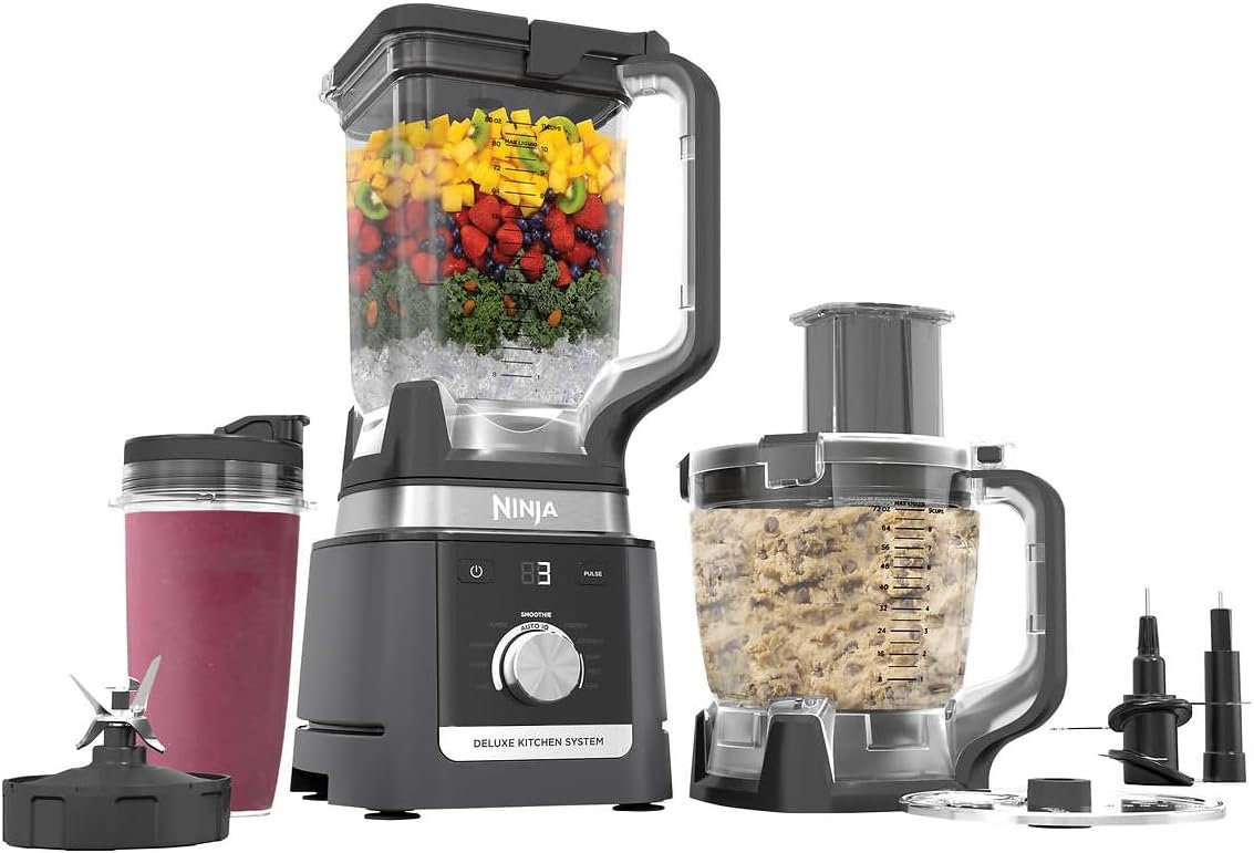 Ninja Deluxe Kitchen System - 1600W Blender with Auto-iQ Technology & 2.6L Pitcher | Smoothie Maker & Food Processor