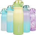 BJPKPK Stainless Steel Insulated Water Bottle - 25oz Reusable Thermal Flask with Straw Lid | Lime Color