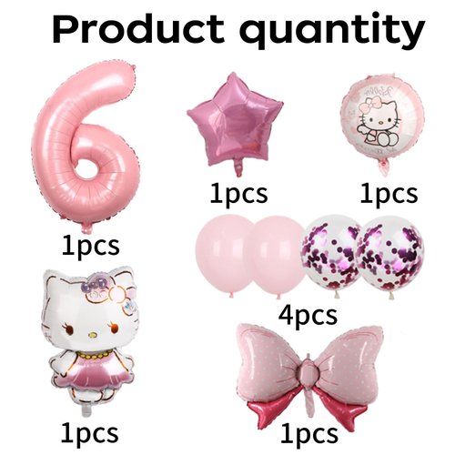Cartoon Party Balloons, Cute Number 6 Balloon, Pink Thematic Foil Balloons for Party Decorations (Pink6)
