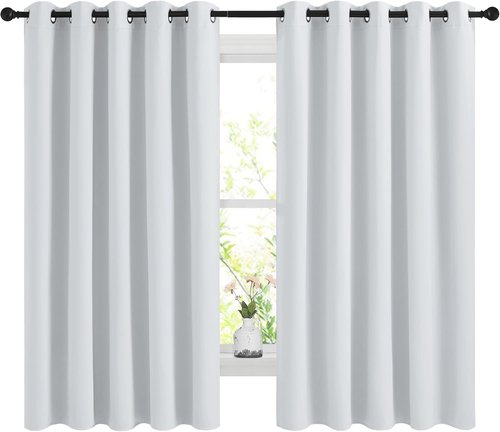 NICETOWN Blackout Curtains - Noise Reducing Thermal Insulated Drapes | 66 x 60 Inch, Greyish White, 2 Panels