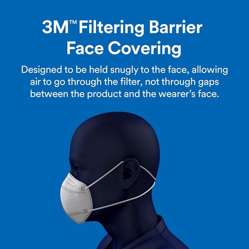 3M Filtering Barrier Face Covering, Soft, Breathable Materials for Added Comfort, Convenient and Disposable, One Size, 20-Pack
