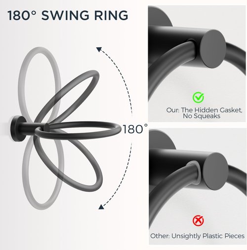 FORIOUS Toilet Paper Holder - SUS304 Stainless Steel Double Post with Hand Towel Ring | Matte Black Finish