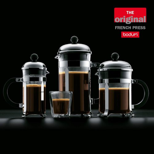Bodum 34oz Chambord French Press Coffee Maker, High-Heat Borosilicate Glass, Stainless Steel, White – Made in Portugal