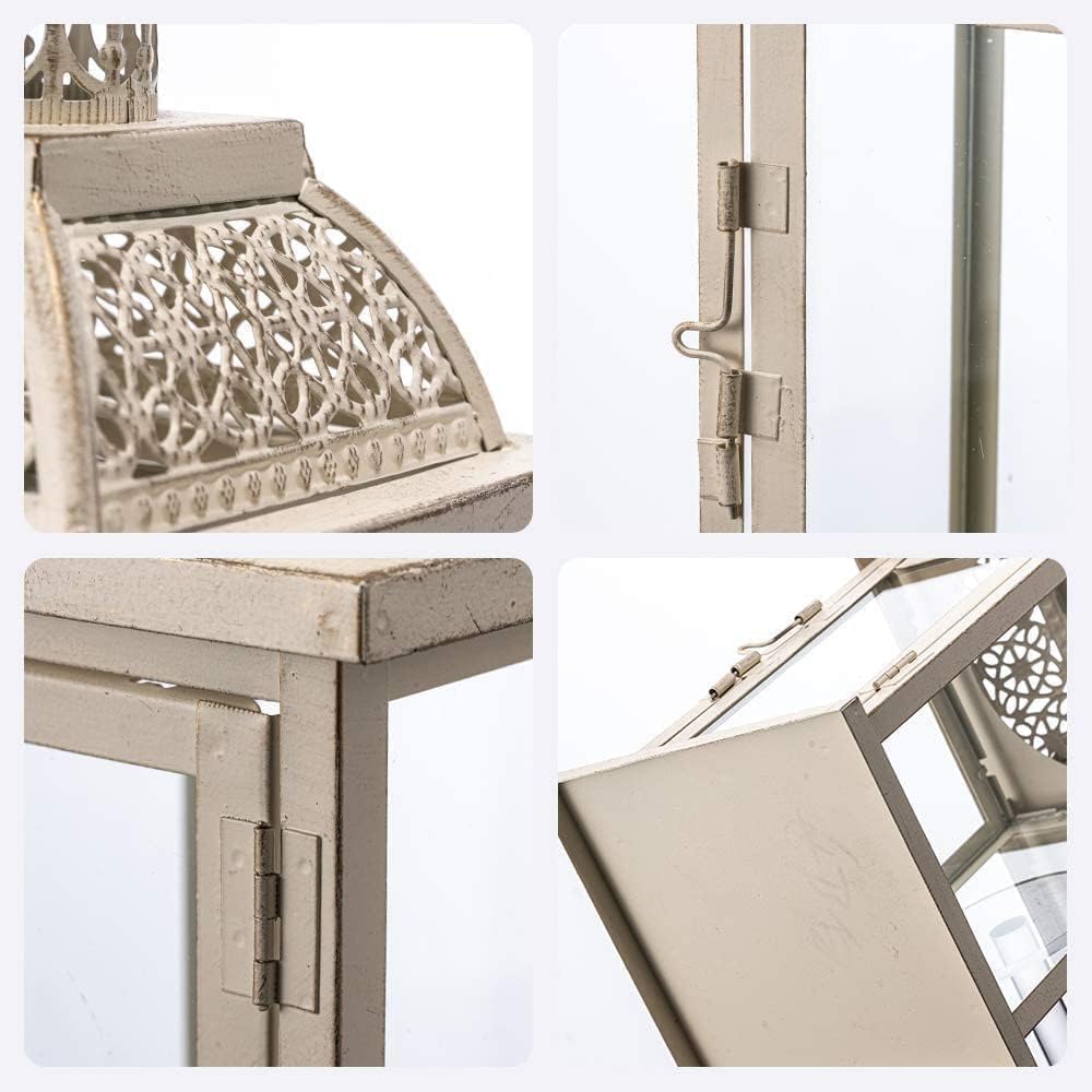 **DECORKEY Large Metal Lantern Set - Vintage Candle Holders for Indoor & Outdoor Decor | 14" & 10" Sizes**