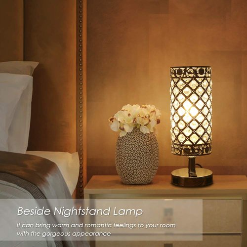 Tomshine USB Crystal Table Lamp Set of 2 Bedside Lamp with USB Charging Ports, Modern Elegant Nightstand Lamp Desk Lamps，Silver Crystal Lamps for Bedroom Living Room Home Office (Silver)