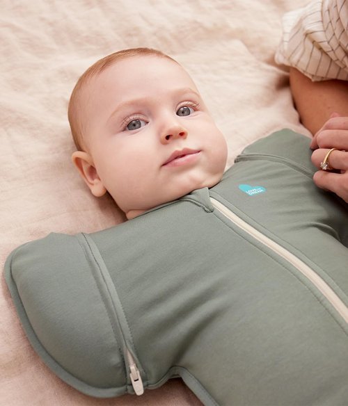 Love to Dream Swaddle Up Transition Swaddle, Patented Zip-Off Wings, Gently Help Baby Transition from Being Swaddled to Arms Free When Showing Signs of Rolling, 1.0 TOG, 13-19 lbs, Deep Olive