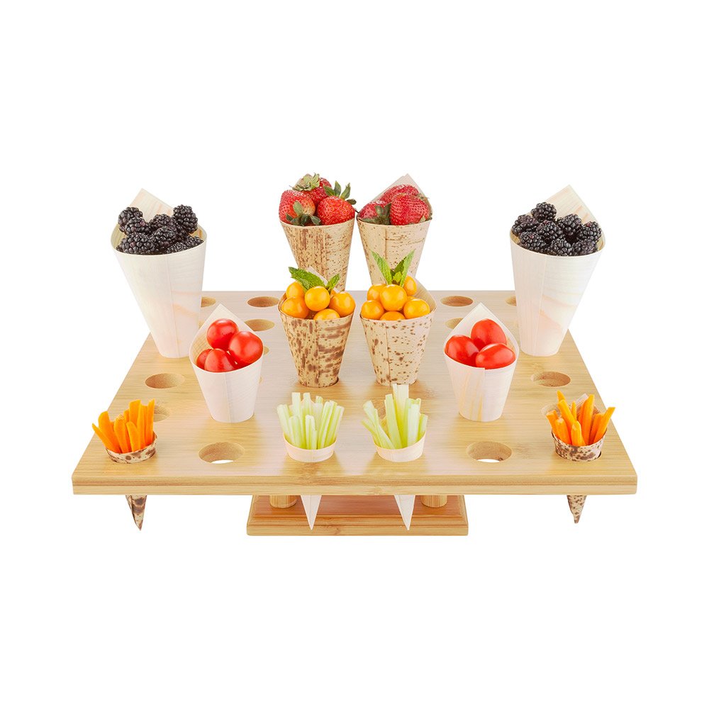 Restaurantware 13.5 x 3.8 Inch Cone Stand 1 Sturdy Cone Holder - With 36 Slots Cones Sold Separately Bamboo Cone Holder For Buffets Banquets Or Catering Events Party Supplies
