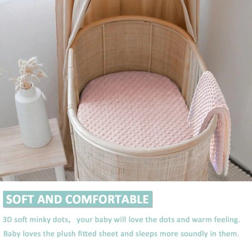 Owlowla Bassinet Sheet Set,Ultra Soft Minky Cradle Sheets Universal Fitted Bassinet Pad/Mattress for Baby Boys Girls(Cream/Baby Blue)