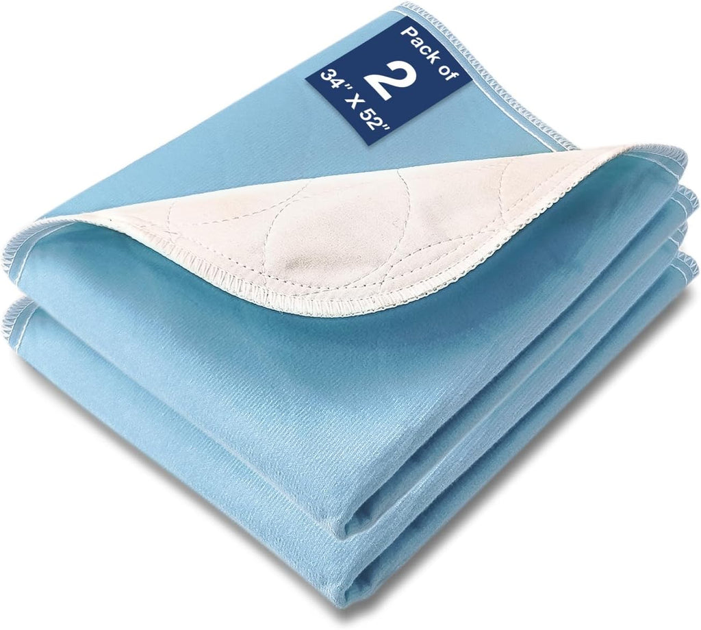 Skiennix Washable Waterproof Bed Pads - 52" x 34" Incontinence Mattress Protectors (2 Pack)