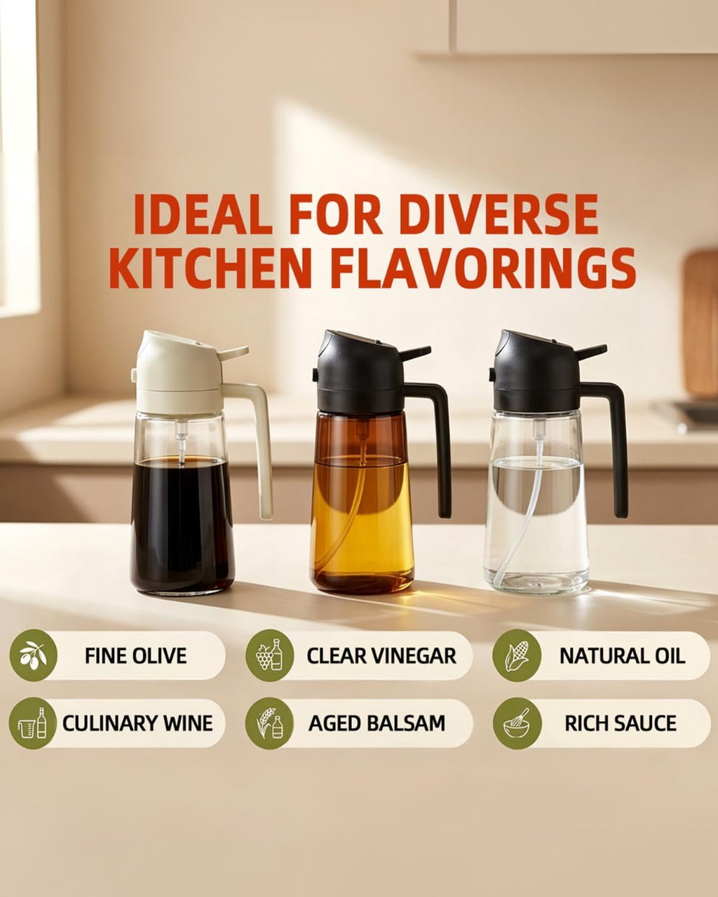 Oil Sprayer 16oz by [Brand Name] - 2-in-1 Food Grade Glass Dispenser for Cooking & BBQ (Black)