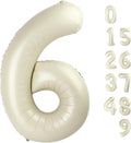Number 6 Balloon 40 Inch - Cream White Birthday Decorations for Boys & Girls | Perfect for 6th Birthday Celebrations