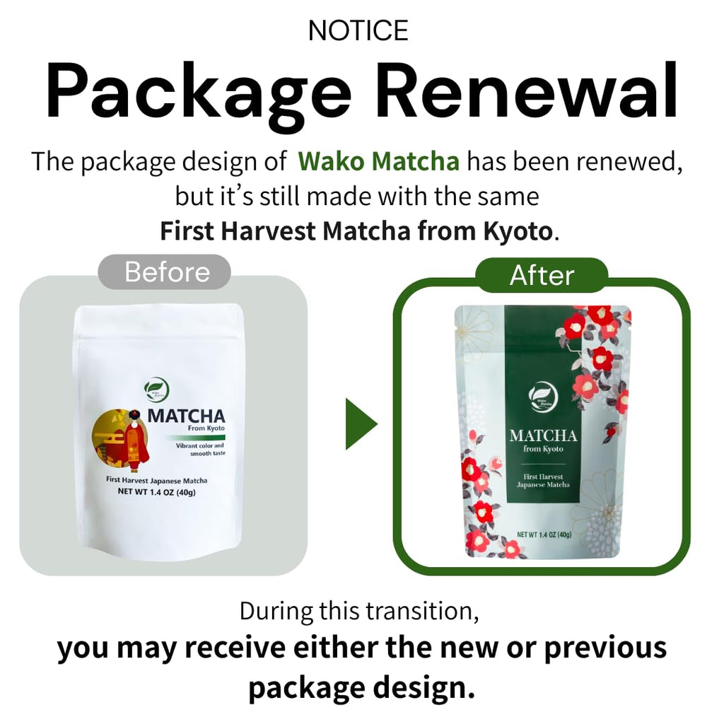 Wako Matcha - Authentic Uji Matcha Green Tea Powder | First Harvest, Ceremonial Grade, 40g