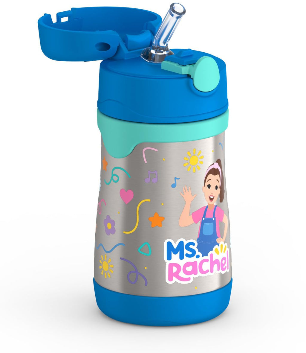 Thermos Baby 10 oz. Stainless Steel Bottle with pop-up straw, Ms. Rachel