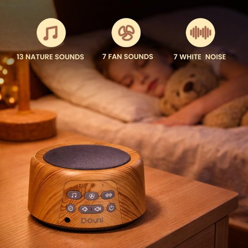 Douni Sleep Sound Machine - White Noise Therapy with 27 Soothing Sounds | Timer Settings & Wood Grain Finish