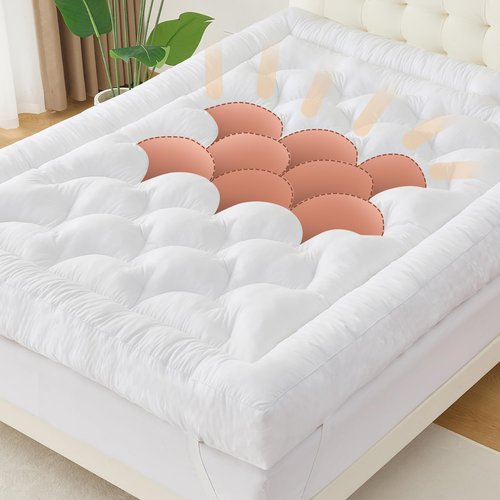 WhatsBedding 5 Inch Memory Foam Mattress Topper Queen Size, Supportive Fluffy Shredded Memory Foam Filled Pillow Top, Extra Soft Bed Topper for Back Pain Relief, 60x80x5 Inch