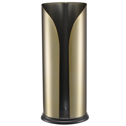 Navaris Toilet Roll Holder, Stainless Steel - Free Standing Storage Box for Up to 3 Loo Paper Rolls - Toilet-Roll Holders for Bathroom Organisation - Minimalist Design, Matte Gold