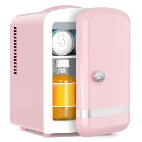 Antarctic Star 4L/6 Cans Compact Refrigerator,Portable Mini Fridge Skin Care,Cooler and Warmer for Bedroom,Car,Office & Dorm, Small Cooler for Cosmetics/Beverage/Food,PINK