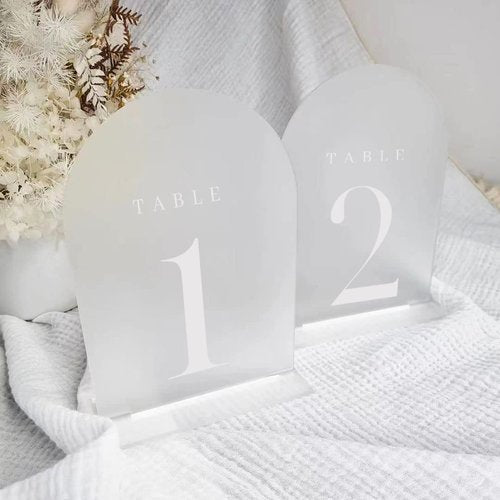 JINMURY Frosted Arch Table Numbers for Wedding, 30 Pack 5"x7" Frosted Arch Acrylic Signs with Stand Acrylic Table Numbers 1-30, Perfect for Wedding Reception