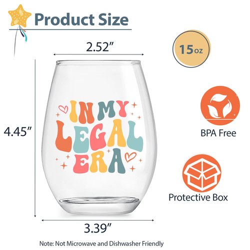Lamyba 21st Birthday Gifts for Her/Women - In My Legal Era Wine Glass, 21 Year Old Birthday Decorations For Women, 21st birthday Gifts Ideas For Female, Friends, Daughter, Sister, 15oz