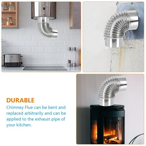 90 Degree Stove Pipe 3 Inch Stainless Steel Stove Pipe Elbow Extension Tube Chimney Flue Exhaust Pipe for Outdoor Wood Stove, Camping Stove Accessories