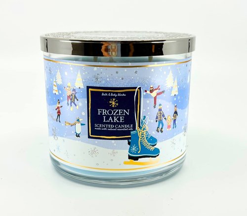 Bath & Body Works, White Barn 3-Wick Candle w/Essential Oils - 14.5 oz - 2021 Christmas & Winter Scents! (Frozen Lake)