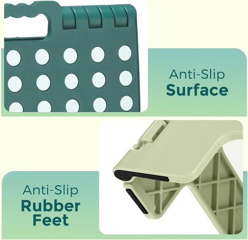 ACKO Folding Step Stool - Sturdy 13 Inch Collapsible Design | Supports Up to 300 lbs, Non-Slip, Lightweight, Green