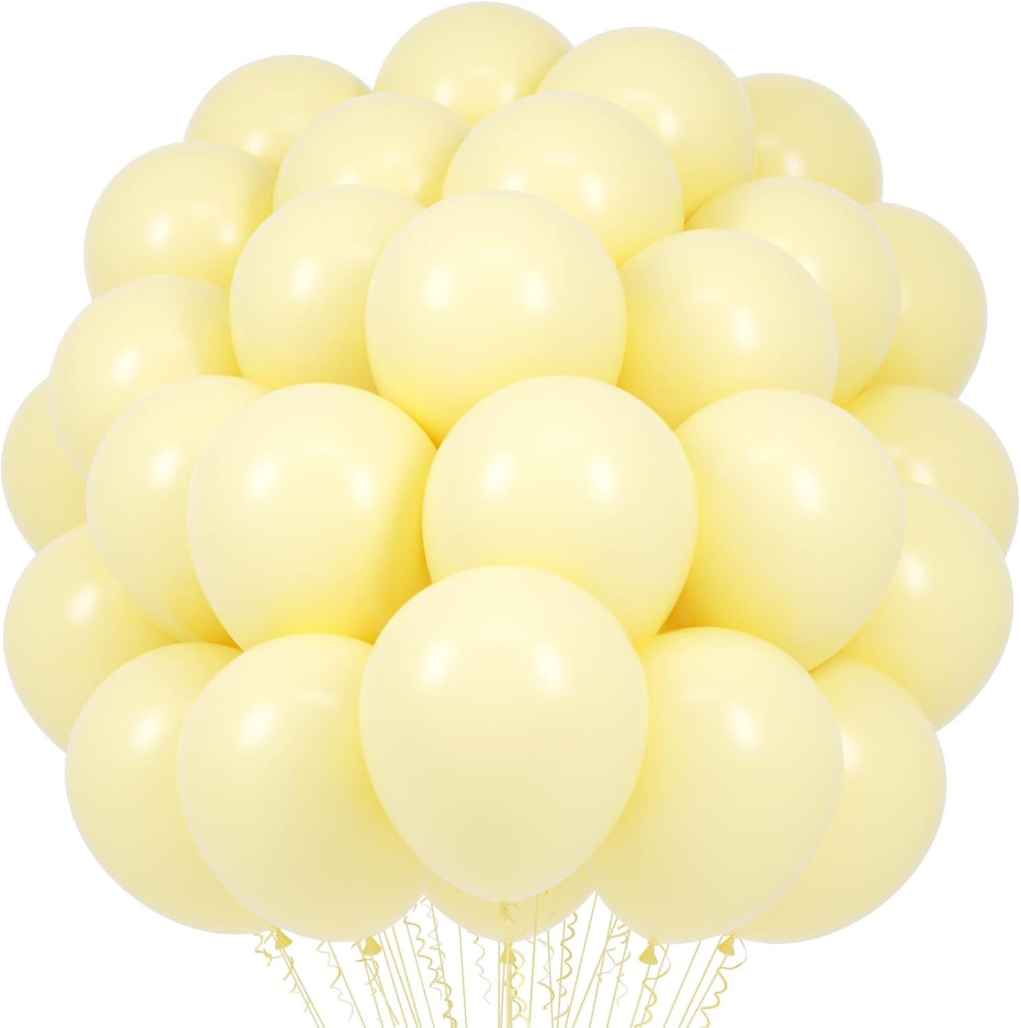 Voircoloria Pastel Yellow Balloons - 66 Pack of 12-Inch Light Yellow Latex for Parties & Celebrations